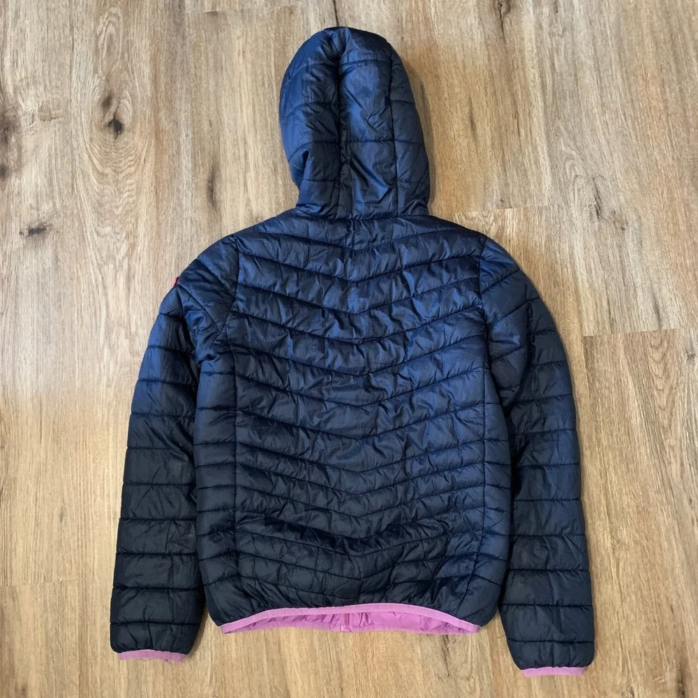 Rokka&Rolla Ultra-Light Reversible Puffer Jacket in navy purple - large girls